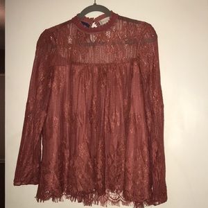 Burnt Orange Lace Blouse